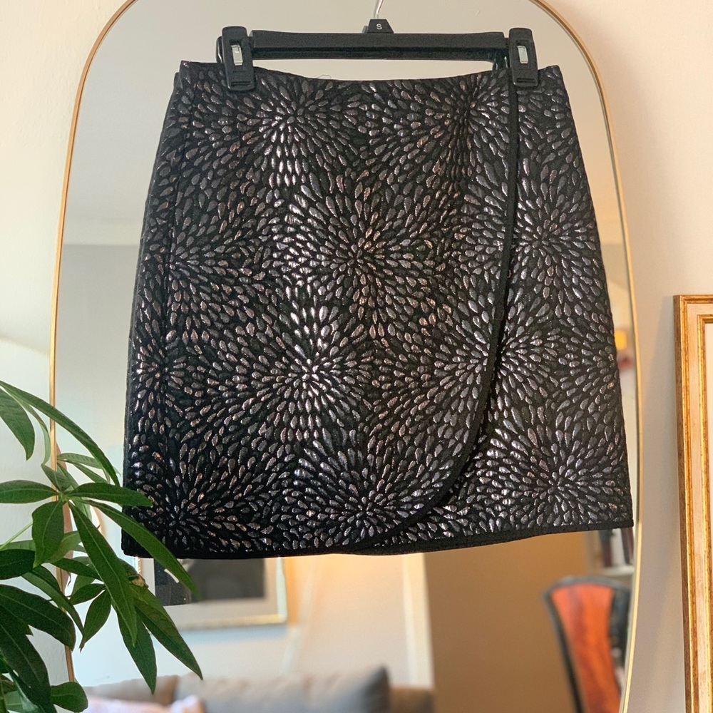 Metallic Faux Wrap Skirt